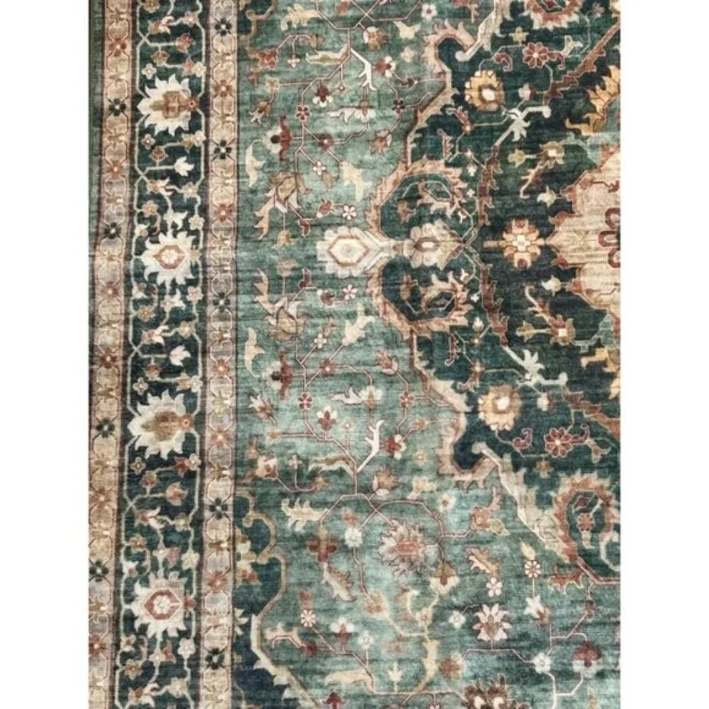New 3x5 Green Area Rug, Washable Low-Pile Non-Slip Carpet for Home & Room